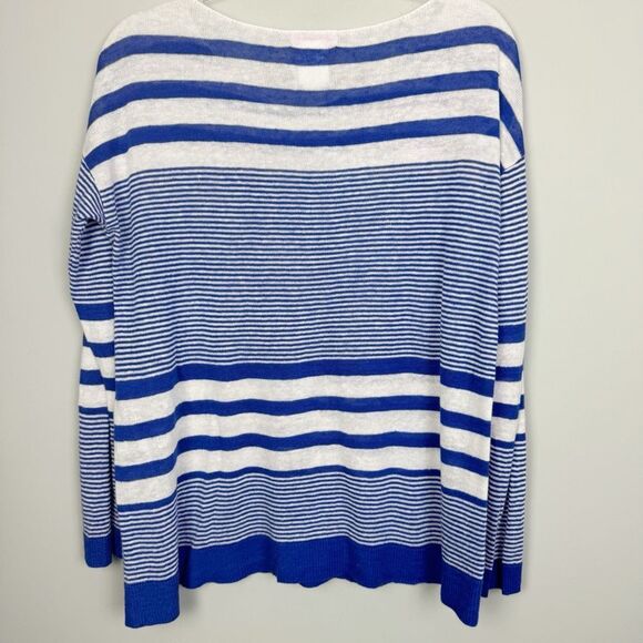 LILLY PULITZER | Camilla Linen Blue & White Striped Sweater Women’s Size Medium - Picture 10 of 13